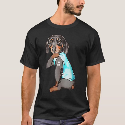 T-shirt Dachshund Tattoo Maman Wiener Chien Fourrure Pot M (Devant)