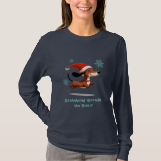 T-shirt Dachshund through the Snow puppy dog Christmas
