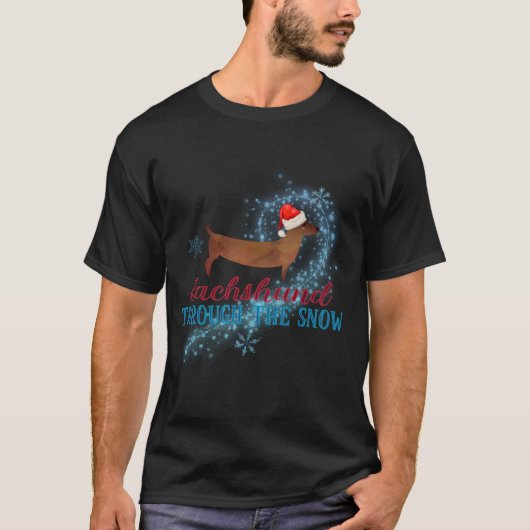 T-shirt Dachshund Through The Snow Santa Dog Christmas T S (Devant)