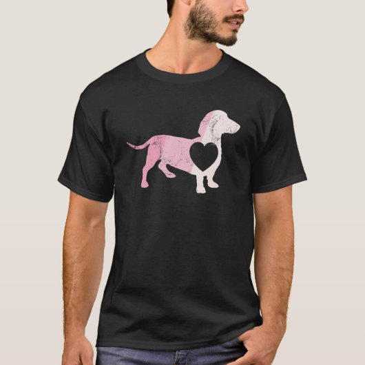 T-shirt Dachshund Valentines Day Cupid Love Dog (Devant)