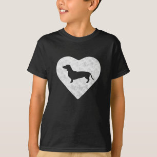 T-shirt Dachshund Valentines Jour Coeur Vintage