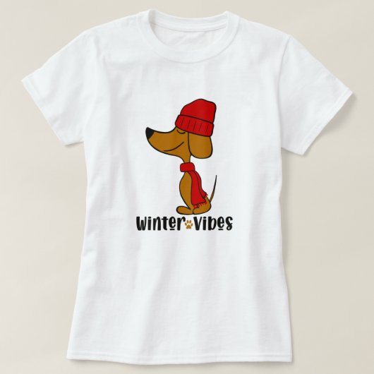 T-shirt Dachshund Vibes d'hiver (Design devant)