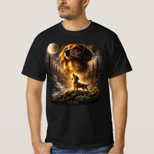 T-shirt Dachshund vintage des années 90 hurlant à la lune