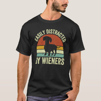 T-shirt Dachshund vintage facilement distrait par les sauc