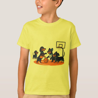 T-shirt Dachshunds jouant au Basket Ball
