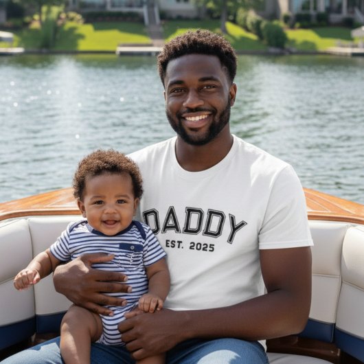 T-shirt Dad Established Bold Black Name Year New Dad Gift