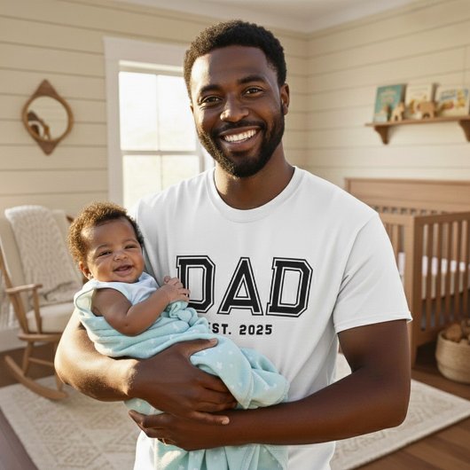 T-shirt Dad Established Bold Black Year New Dad Gift