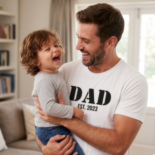 T-shirt Dad Established Simple Black Typography White