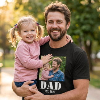 T-shirt Dad Established Simple Bold White Text and Photo