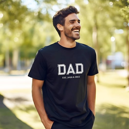 T-shirt Dad Established Simple Modern Typography Black