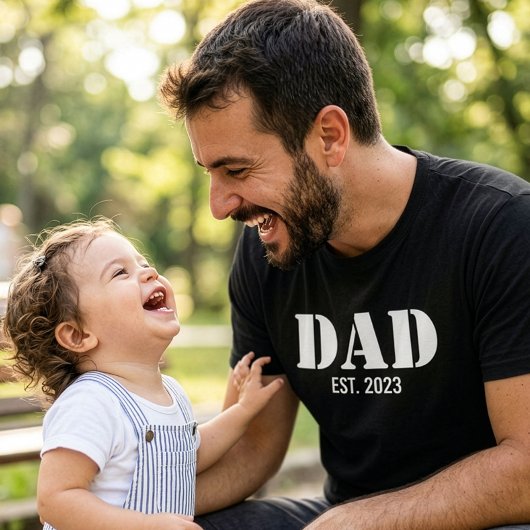 T-shirt Dad Established Simple White Typography Black