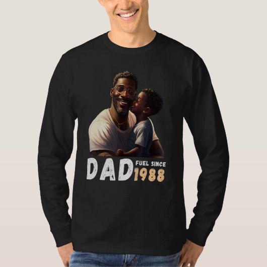 T-shirt Dad Fuel Since 1988 Quote Black King Magic Fathers (Devant)