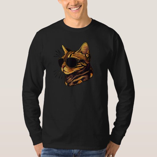 T-shirt Dad Mom Cat Sunglasses  Bengal Cat (Devant)