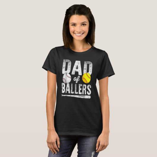T-shirt Dad Of Ballers Baseball Softball Father s Day Dad (Devant entier)