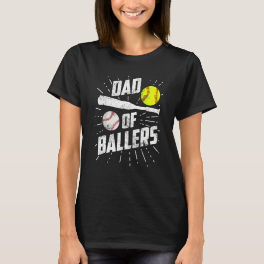 T-shirt Dad Of Ballers  Baseball Softball Game Fathers Day (Devant)