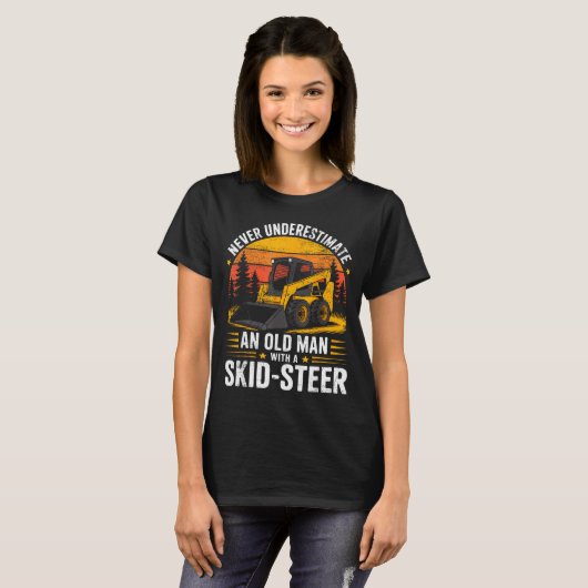 T-shirt Dad Skid Steer Operator Father Construction Heavy (Devant entier)