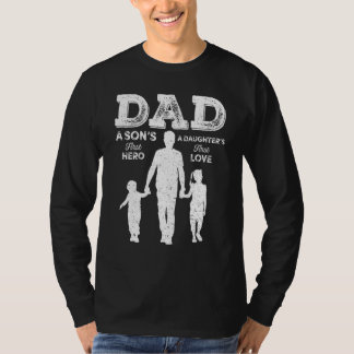T-shirt Dad Sons First Hero Daughter Love Funny For Father
