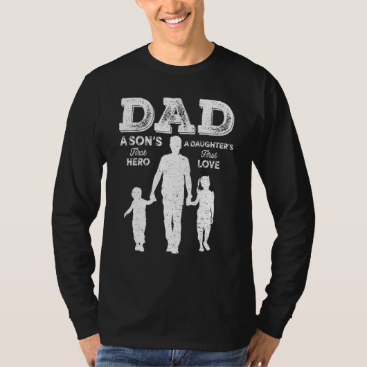 T-shirt Dad Sons First Hero Daughter Love Funny For Father (Devant)