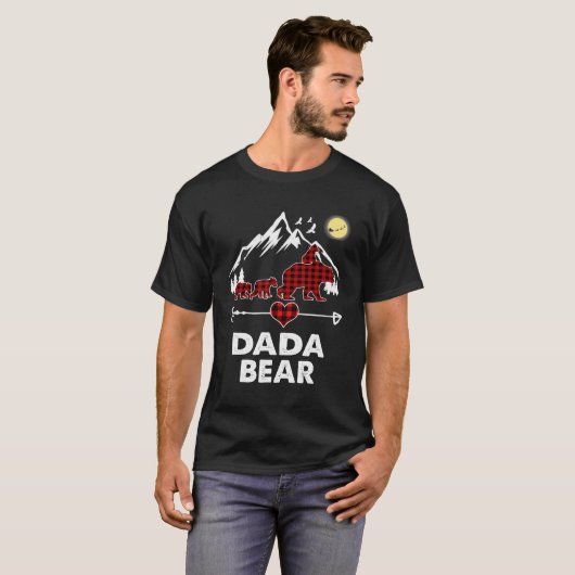 T-shirt Dada Bear Pajama de Noël Rouge Plaid Buffalo Famil (Devant entier)
