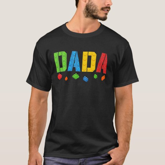 T-shirt Dada Blocks Master Builder Brick Builder Birthda (Devant)