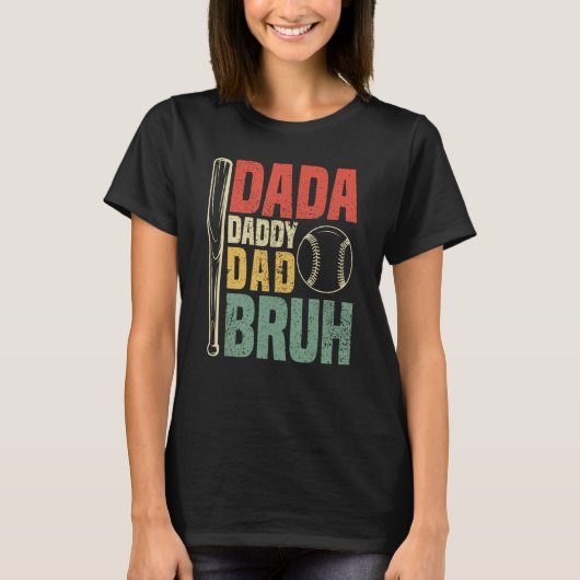 T-shirt Dada Daddy Dad Bruh Vintage Baseball (Devant)