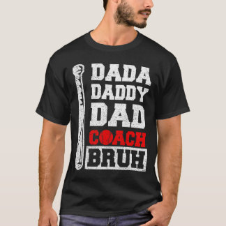 T-shirt dada papa papa entraîneur frère Baseball Fête des
