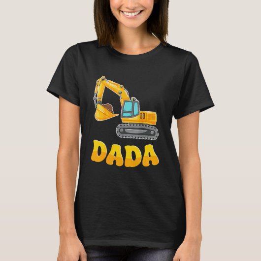 T-shirt Dada The Birthday Boy Excavator Construction Famil (Devant)
