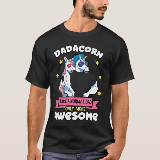 T-shirt Dadacorn Father Unicorn Daughter Daddy Muscles Sun (Devant)