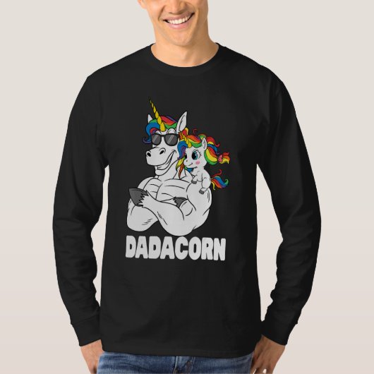 T-shirt Dadacorn Muscle Unicorn Papa Avec Bébé Fille Solei (Devant)
