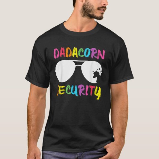T-shirt Dadacorn Sécurité Unicorn Papa et Fille Papa Père (Devant)