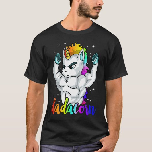 T-shirt Dadacorn Unicorn Daddy Muscle Unique Family Christ (Devant)