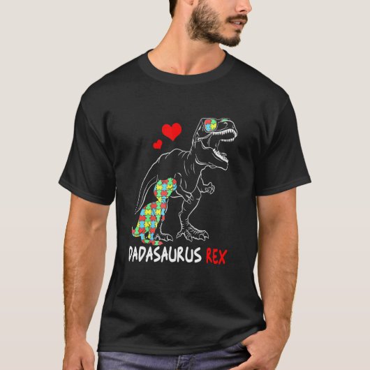 T-shirt Dadasaurus Papa Rex Autisme Papa Fier (Devant)