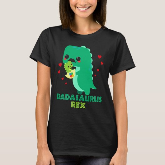 T-shirt Dadasaurus Rex Mois Sensibilisation sur l'autisme  (Devant)
