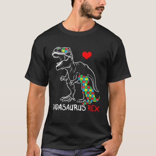 T-shirt Dadasaurus Rex Sensibilisation sur l'autisme Jigsa (Devant)