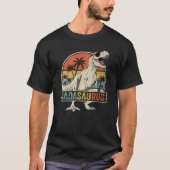 T-shirt Dadasaurus T-Rex Retro Sunset Silhouette  (Devant)