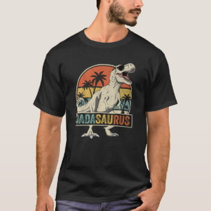 T-shirt Dadasaurus T-Rex Silhouette Coucher de Soleil Rétr