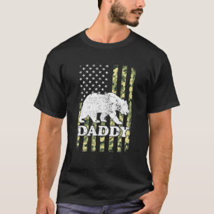 T-shirt Daddy Bear Camping Randonnée Camouflage USA Americ