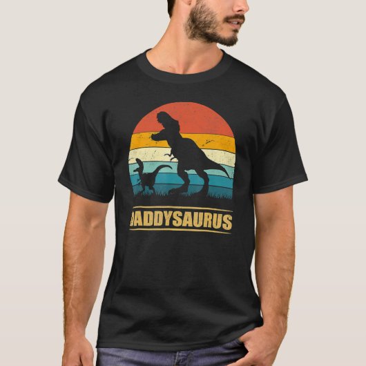 T-shirt Daddy Dinosaur Daddysaurus 2 Enfants Fête des père (Devant)