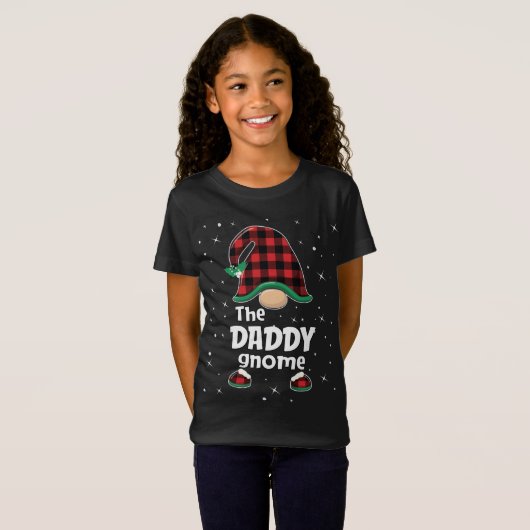 T-Shirt Daddy Gnome Buffalo Plaid Matching Christmas Pajam (Devant entier)