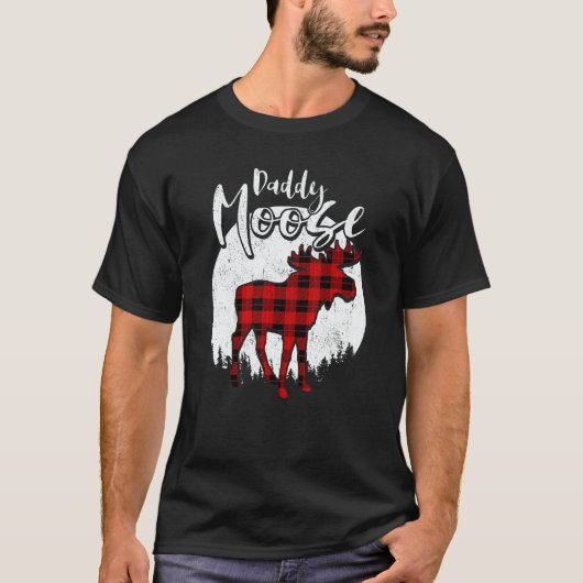 T-shirt Daddy Moose Red Plaid Buffalo Matching Family Paja (Devant)