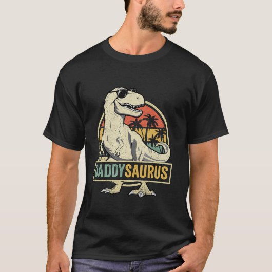 T-shirt Daddy saurus T Rex Dinosaur Hommes Daddy Saurus Fa (Devant)