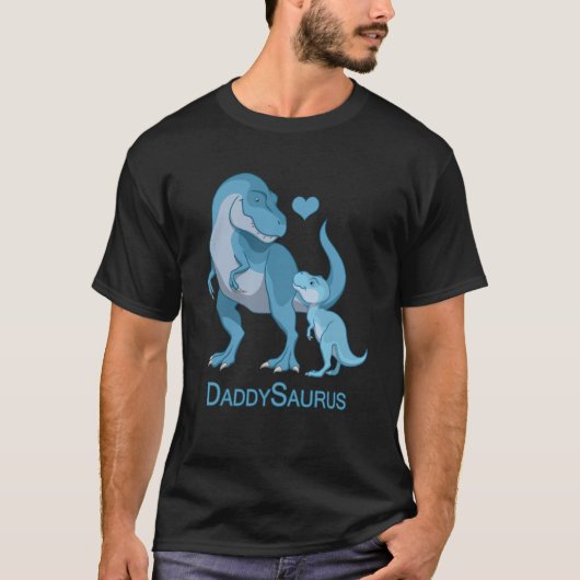 T-shirt Daddy Saurus T-Rex et Baby Boy Dinosaures (Devant)