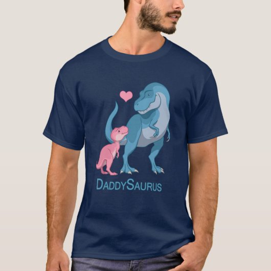 T-shirt Daddy Saurus T-Rex et Baby Girl Dinosaurs (Devant)