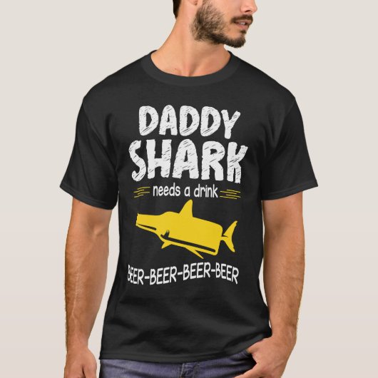 T-shirt Daddy Shark Needs A Drink Beer Happy Father Day Da (Devant)