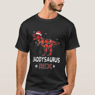 T-shirt Daddy T-Rex Red Plaid Buffalo Christmas Matching