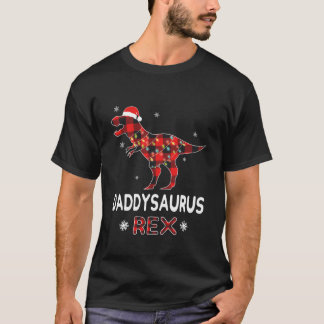 T-shirt Daddy T-Rex Red Plaid Buffalo Christmas Matching