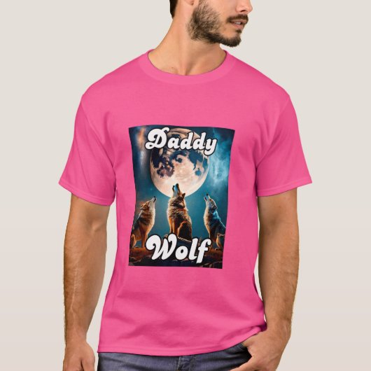 T-shirt Daddy Wolf Matching Tribe Wolves Camping Pack Fath (Devant)