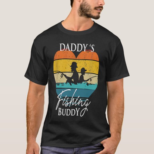 T-shirt Daddy's Fishing Buddy  Retro Dad Son For Fisherman (Devant)