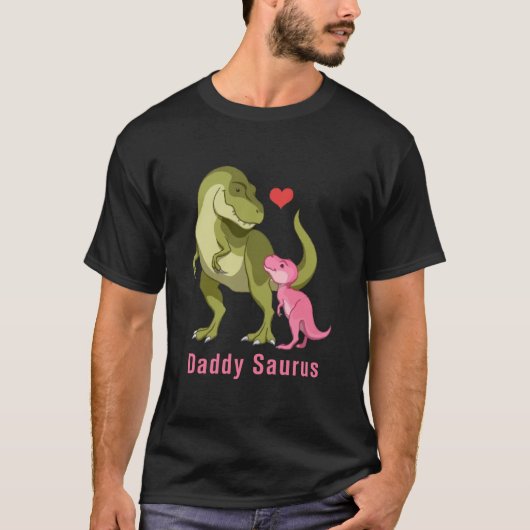 T-shirt DaddySaurus Green T-Rex & Blue Baby Boy Dinosaurs (Devant)