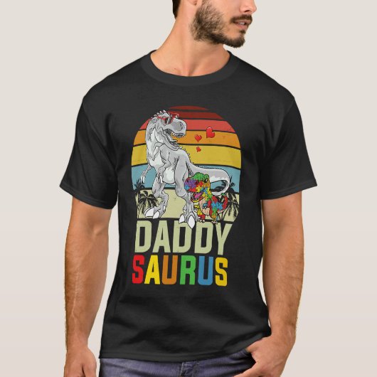 T-shirt Daddysaurus Rex Dinosaure Papa Saurus Sensibilisat (Devant)